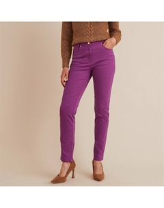 Брюки прямые с 5 карманами из хлопка стретч фиолетовый Laredoute