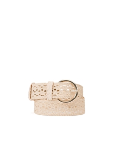 Ремень ажурный с золотистой пряжкой бежевый Laredoute
