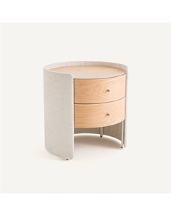 Прикроватная тумбочка шпон дуба и фактурная ткань Firmo бежевый Am.pm.