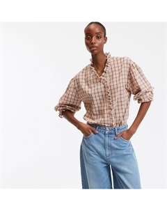 Рубашка в клетку с воротником в викторианском стиле и длинными рукавами другие La redoute collections