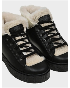 Кеды высокие на шнуровке с меховой отделкой, черные Gallucci