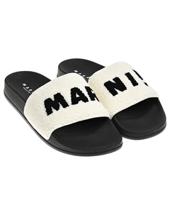 Шлепанцы с махровым логотипом, черные Marni