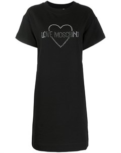 Love moschino декорированное платье футболка с логотипом 44 черный Love moschino