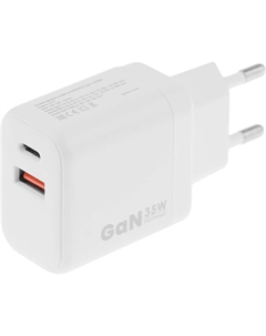 Сетевое зарядное устройство BORASCO 35 Вт, USB, EU, USB type-C, PD, белый (52387), кабель USB Type C Borasco