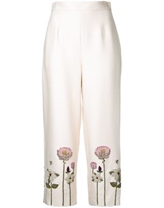 Vilshenko укороченные брюки с цветочной вышивкой 10 белый Vilshenko