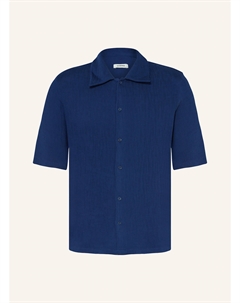 Рубашка с короткими рукавами, облегающая, со складками, синий Sandro