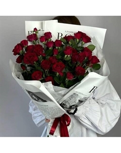 Монобукет из 7 бордовых кустовых роз Vlshbn flowers state