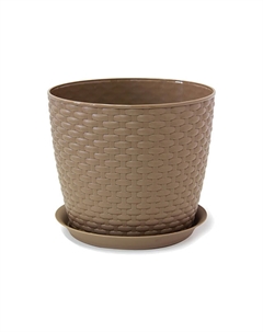 Горшок с поддоном Ротанг 4,7л d21см h18см темно-бежевый пластик Idea