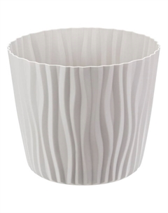 Кашпо Волна 4л d200мм кремовый пластик с вкладышем Idea