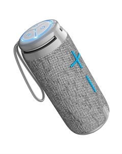 Портативная акустика Borofone BR24 Fashion, 10 Вт, FM, AUX, USB, microSD, Bluetooth, подсветка, серый (6974443386691)