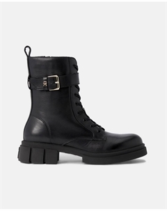 Женские кожаные ботильоны в стиле милитари на зубчатой ​​подошве, черный Tommy hilfiger