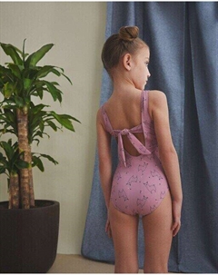 Пудрово-купальник для девочки с принтом, розовый Dadati