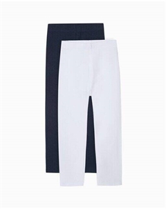 Комплект из 2 однотонных леггинсов для девочек с эластичной резинкой на талии, мультиколор Zippy