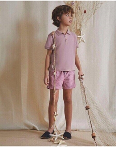 Рубашка-поло из пике с короткими рукавами для мальчика, розовый Dadati