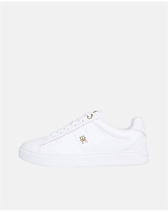 Кожаные кроссовки с золотистым значком TH сбоку, белый Tommy hilfiger