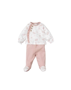 Комплект для девочки из камзола и леггинсов с мини-рюшами, розовый Babidu