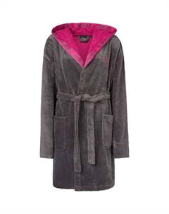 Халат Назаре из приятного мягкого велюра и впитывающей махровой ткани, цвет Dunkelgrau Und Pink Chiemsee