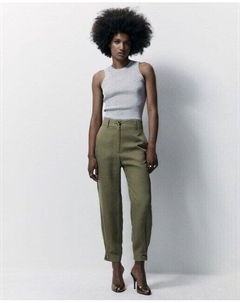 Струящиеся брюки с манжетами, хаки Сфера