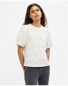 Женский топ с короткими пышными рукавами, белый Object