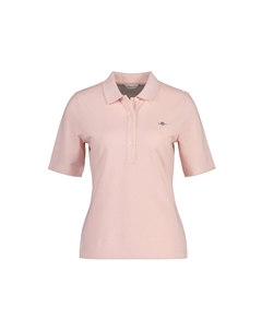 Рубашка-поло женская - SLIM SHIELD PIQUE POLO, рукава до половины, планка на пуговицах, логотип, однотонная, розовый Gant