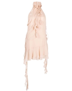 Платье мини с вырезом халтер и цветочной аппликацией, розовый Blumarine