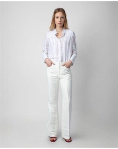 Женские расклешенные брюки «Пистолет» с карманами, белый Zadig&voltaire