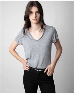 Женская однотонная футболка Tunisien Bijoux с коротким рукавом, серый Zadig&voltaire