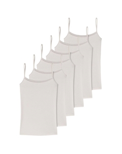 Комплект из 6 топов-спагетти из хлопкового кружева, песочный Schiesser