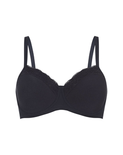 Бюстгальтер с чашками Cotton Lace, кружево, однотонный, женский, черный Hanro