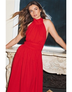 Платье миди без рукавов с вырезом через шею, красный Next