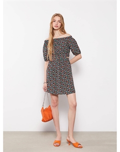 Женское платье из вискозы с вырезом лодочкой и короткими рукавами Xside