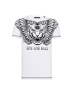 Футболка с модным принтом спереди, белый Cipo&baxx