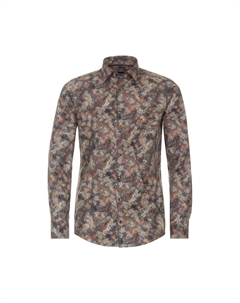 Мужская деловая рубашка с принтом современного кроя, коричневый Venti