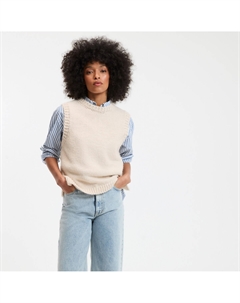 Жилет без рукавов с круглым вырезом бежевый La redoute collections