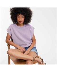 Свитшот с круглым вырезом без рукавов с прямыми плечами розовый La redoute collections