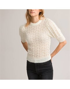 Пуловер с круглым вырезом и короткими рукавами сделано в Европе белый Laredoute