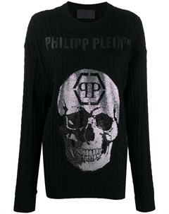 Philipp plein пуловер с декором skull и кристаллами xs черный Philipp plein