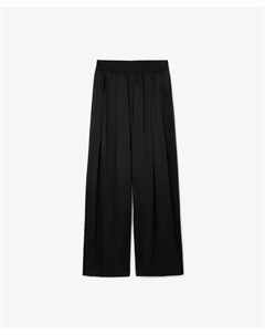 Брюки палаццо с поясом на резинке черные Glvr