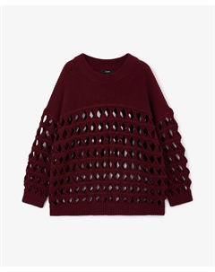 Джемпер силуэта оверсайз с крупной сетчатой структурой бордовый Glvr