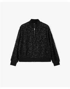 Жакет на молнии из кружева с пайетками черный Glvr