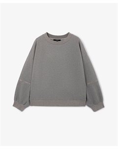 Свитшот силуэта оверсайз с металлическими молниями на рукавах серый Glvr