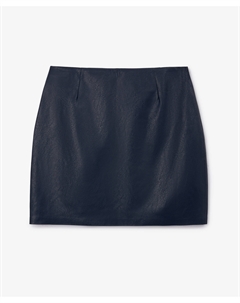 Юбка мини средней посадки из искусственной кожи синяя Glvr