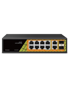 Коммутатор TSn-8FP12F2S2 8x1000Мбит/с PoE порта +2 порта 1000Мбит/с Uplink + 2 порта SFP Tantos
