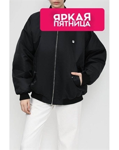 Бомбер однотонный с логотипом бренда Hugo