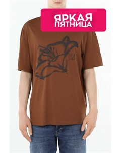 Футболка хлопковая с принтом Hugo