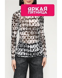 Водолазка из эластичной сетки с принтом Hugo