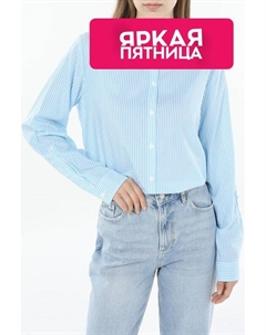 Рубашка хлопковая без воротника в полоску Comma,