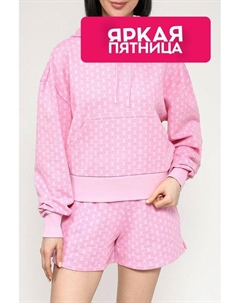 Худи хлопковое с карманом и принтом Hugo blue