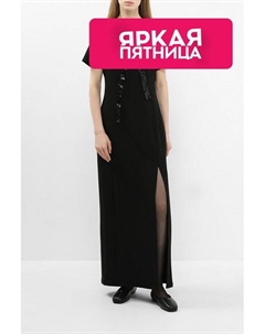 Платье трикотажное с разрезом и декором Belucci