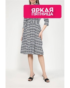 Платье хлопковое с V-вырезом с графическим принтом More&more